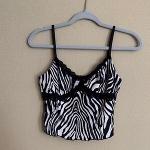 SHEIN Black and White Zebra Lace Cami Top